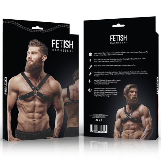 Fetish Submissive Attitude Mens Adjustable Eco-Leather Cross Chest Bulldog Harness