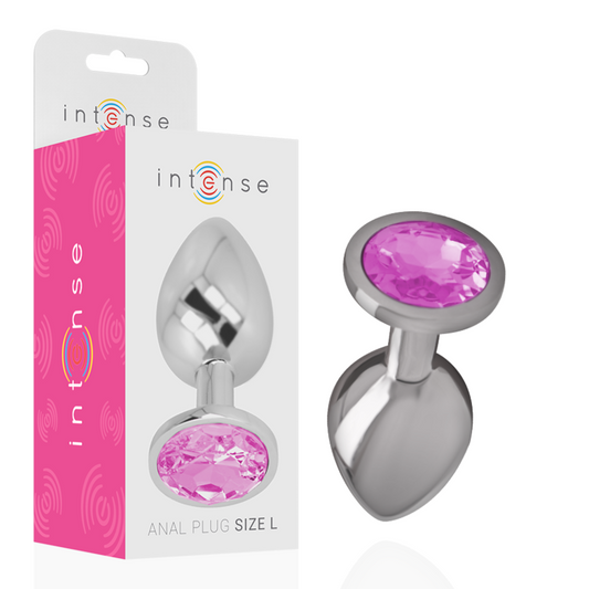 Intense Anal Toys Intense - Aluminum Metal Anal Plug With Pink Crystal Size L