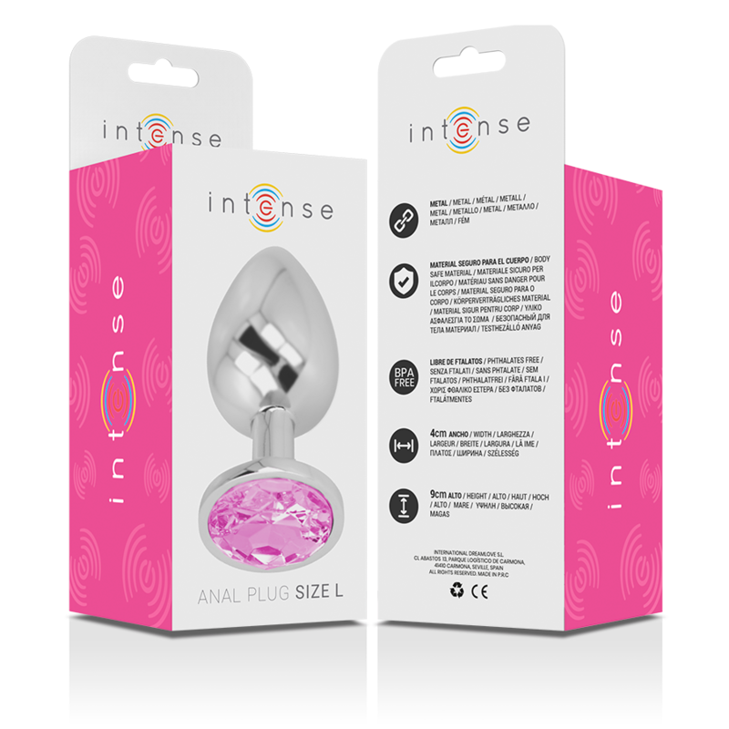 Intense Anal Toys Intense - Aluminum Metal Anal Plug With Pink Crystal Size L