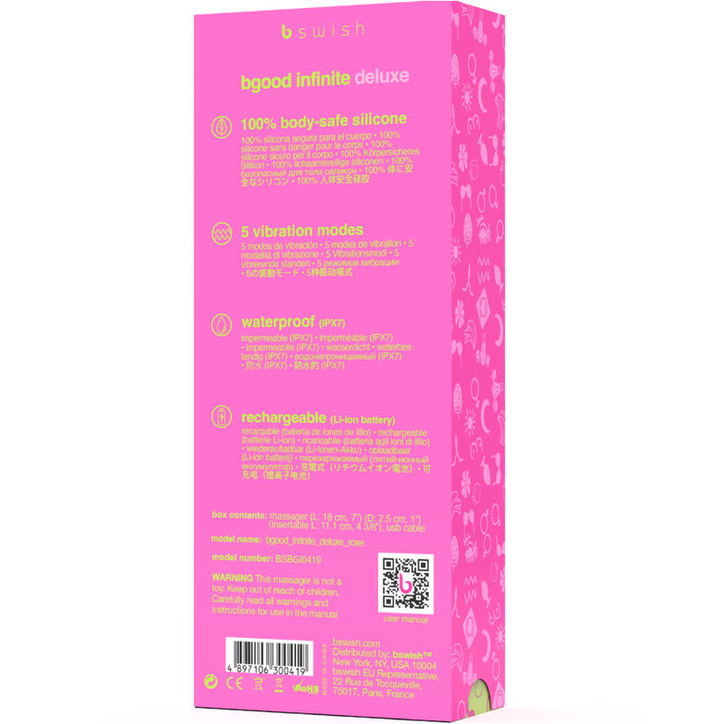 B Swish Bgood Infinite Deluxe Rechargeable Vibrator Pink Silicone