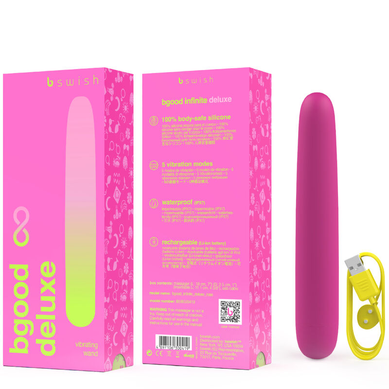 B Swish Bgood Infinite Deluxe Rechargeable Vibrator Pink Silicone