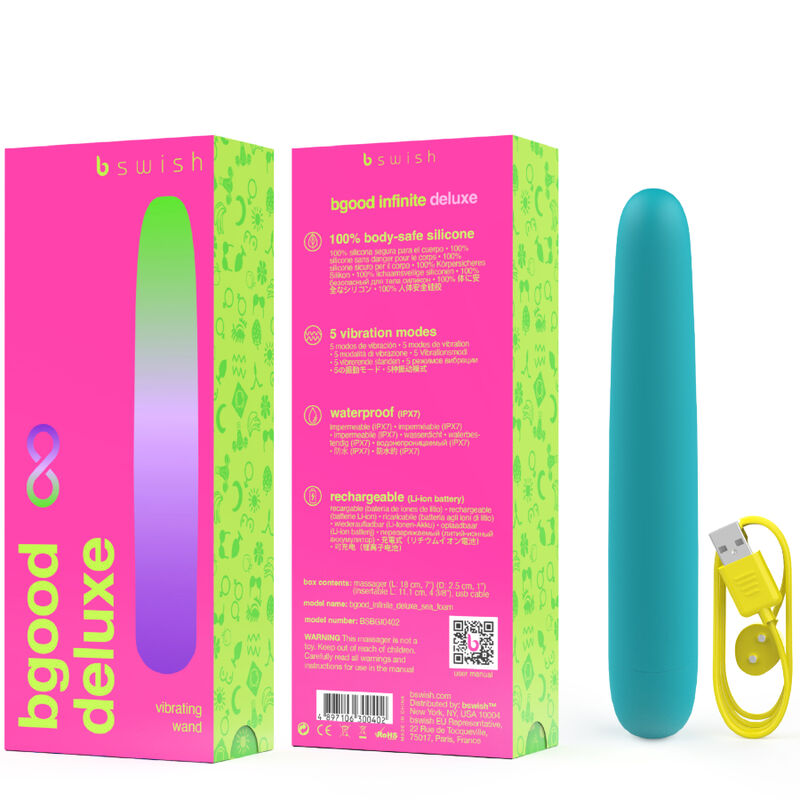 B Swish Bgood Infinite Deluxe Rechargeable Vibrator Blue Silicone