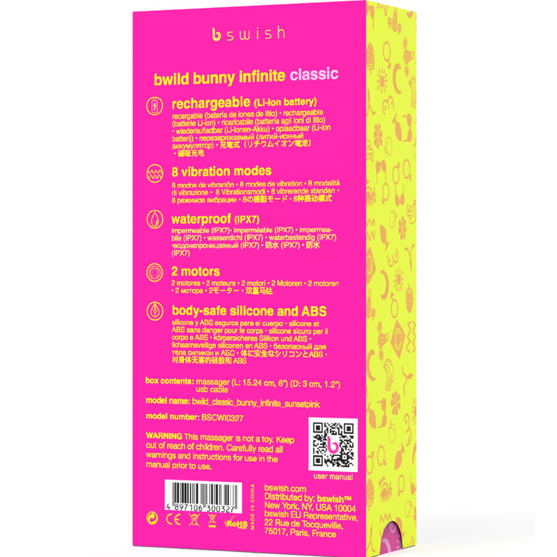 B Swish Bwild Bunny Infinite Classic Rechargeable Vibrator Pink Silicone