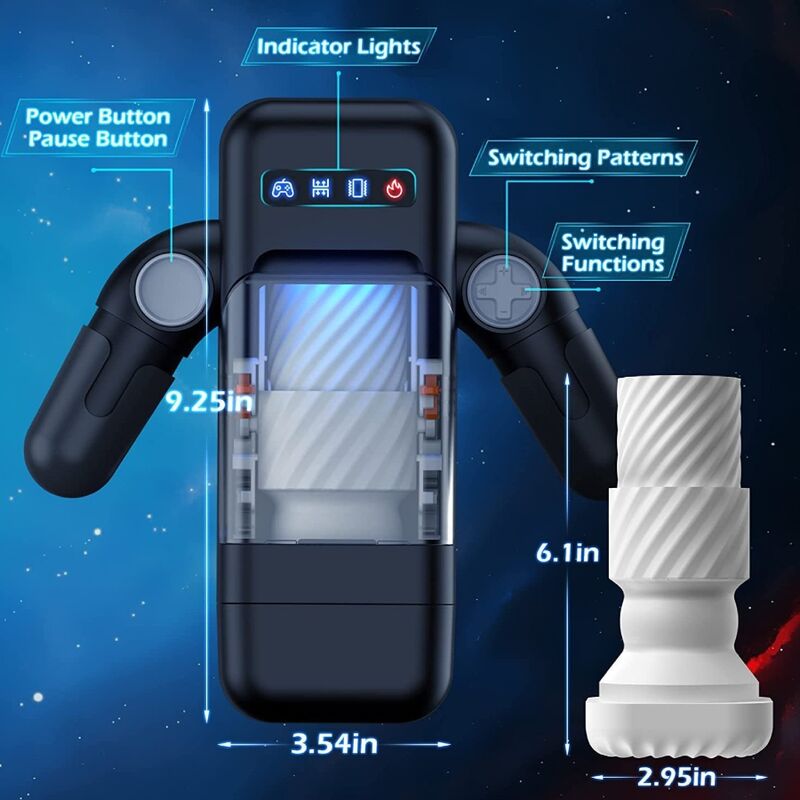 Baile For Him Game Cup - Thrusting Vibration Masturbator With Heating Function And Mobile Support - Black