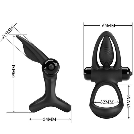 Pretty Love Male Pretty Love - Vibrating Ring 10 Vibrations Black Silicone