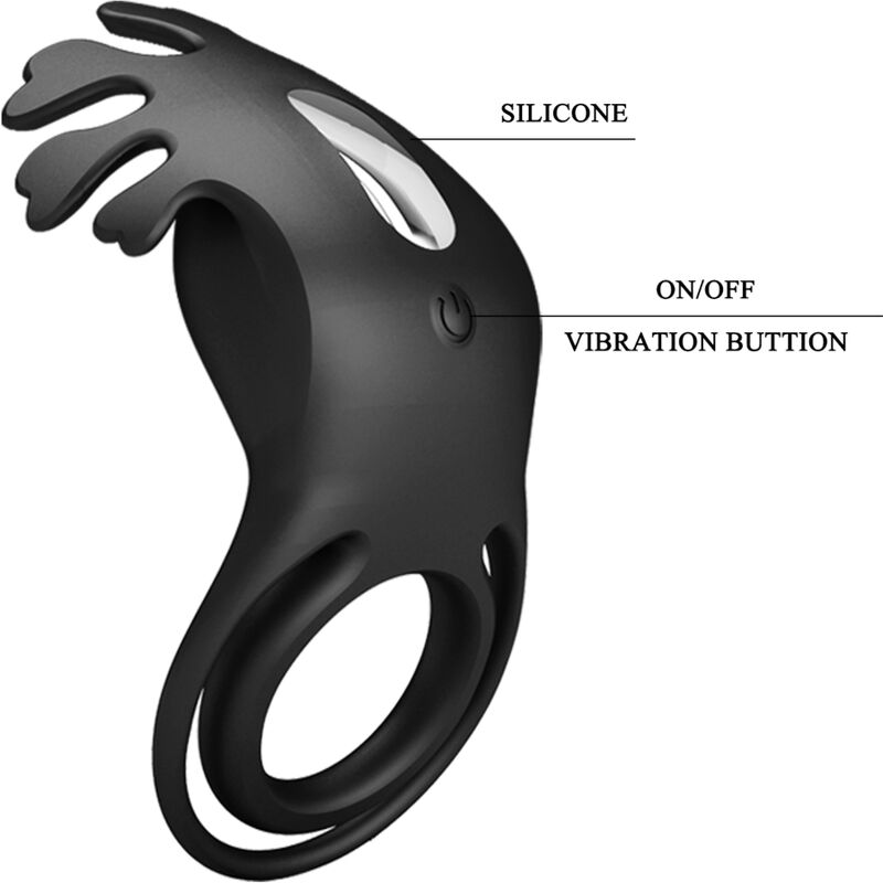 Pretty Love Male Pretty Love - Ruben Vibrator Ring 7 Vibrations Black Silicone