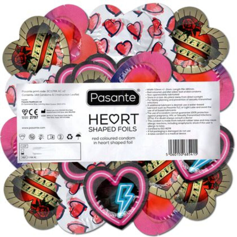 Pasante Condoms Red Heart Shape Bag 144 Units