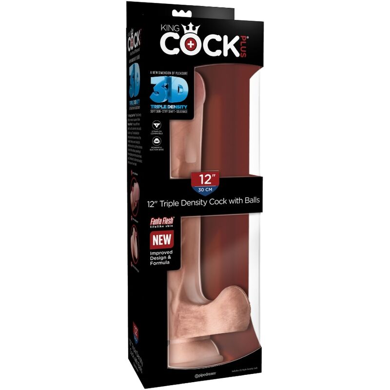 King Cock Realistic Penis With Balls 3D 24.8 Cm Light