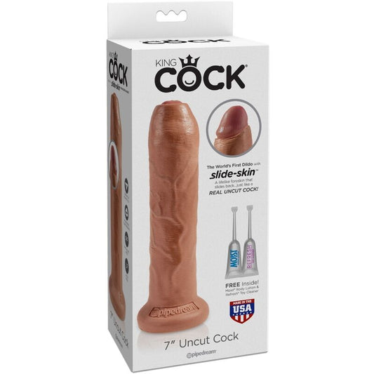 King Cock Uncut Realistic Penis 17.8 Cm Caramel