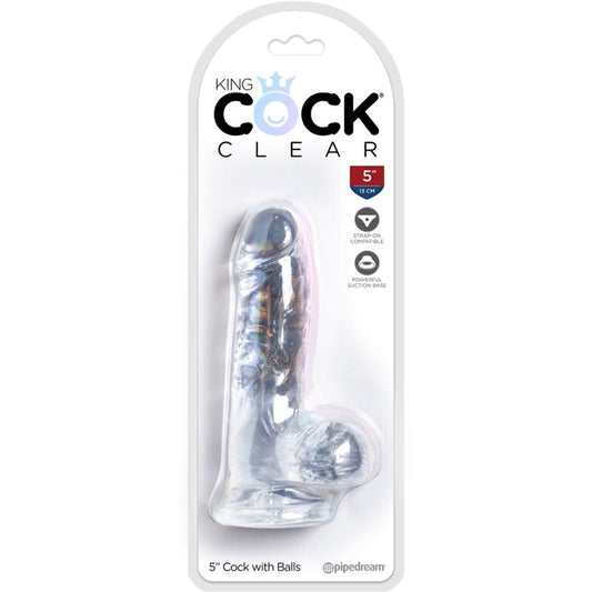 King Cock Clear Realistic Penis With Balls 10.1 Cm Transparent