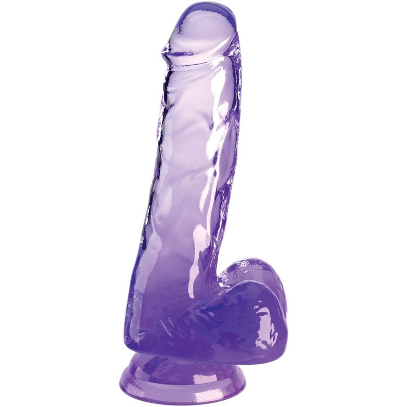 King Cock Clear Realistic Penis With Balls 13.5 Cm Purple