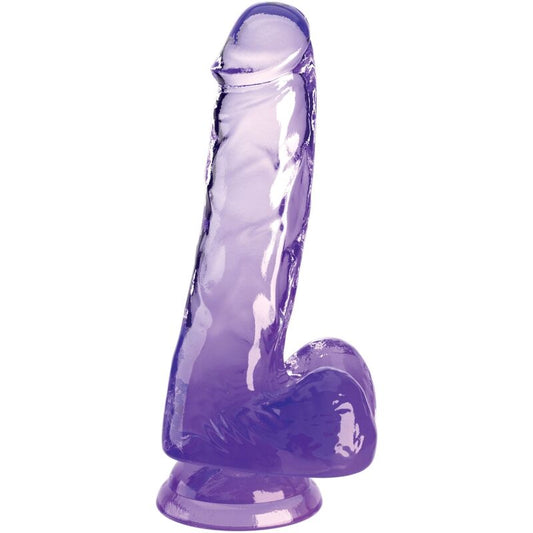 King Cock Clear Realistic Penis With Balls 13.5 Cm Purple
