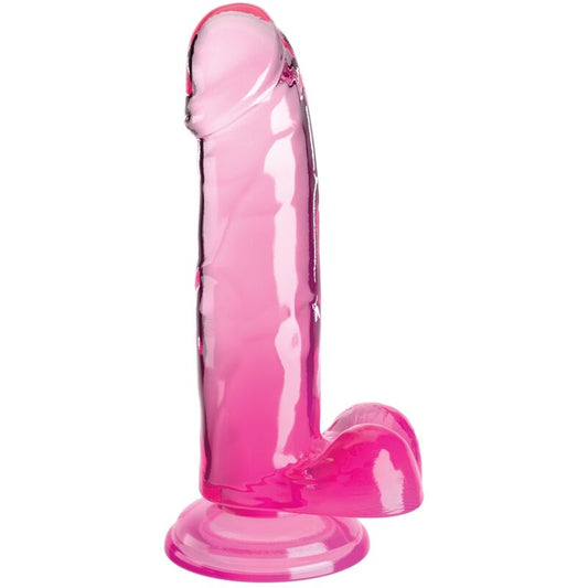 King Cock Clear Realistic Penis With Balls 15.2 Cm Pink