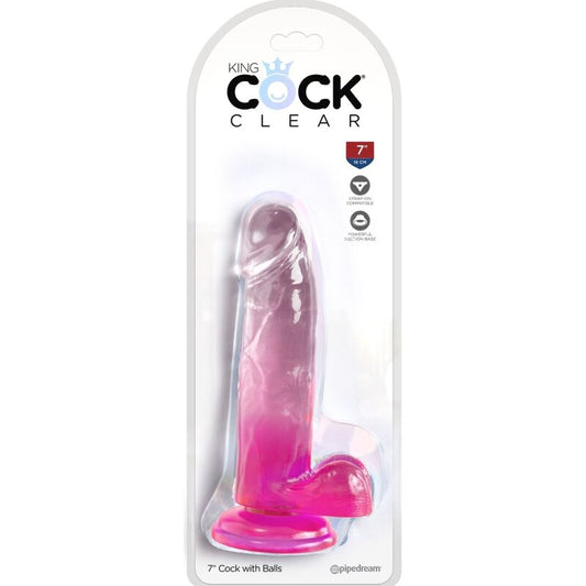 King Cock Clear Realistic Penis With Balls 15.2 Cm Pink