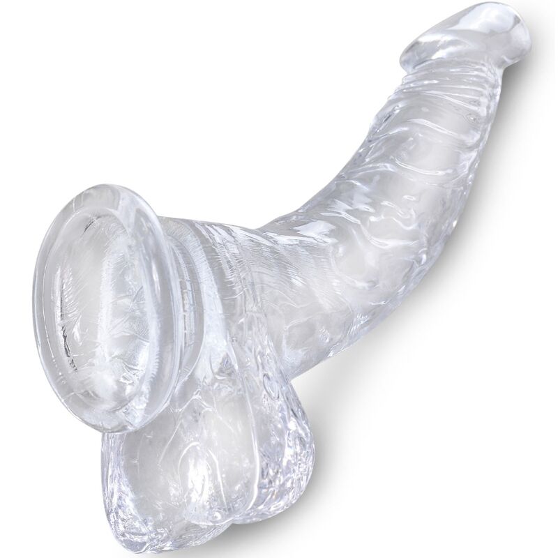 King Cock Clear Realistic Curved Penis With Balls 16.5 Cm Transparent