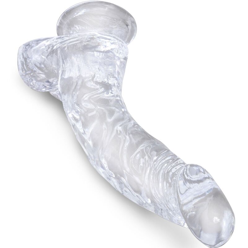 King Cock Clear Realistic Curved Penis With Balls 16.5 Cm Transparent