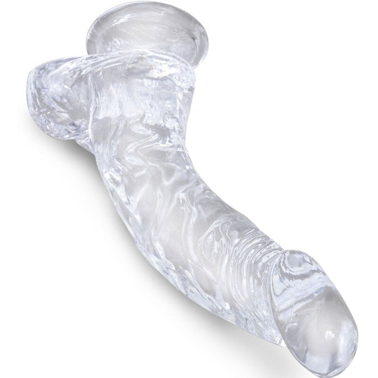 King Cock Clear Realistic Curved Penis With Balls 16.5 Cm Transparent
