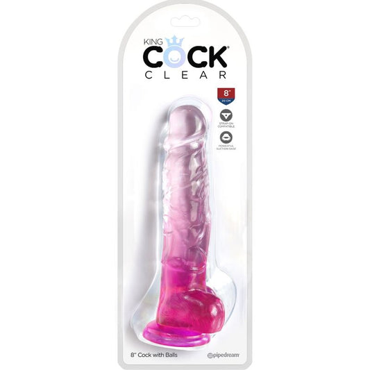 King Cock Clear Realistic Penis With Balls 16.5 Cm Pink