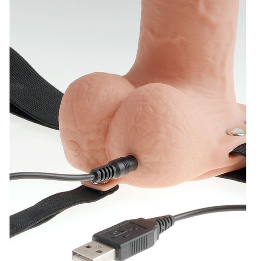 Fetish Fantasy Series Adjustable Harness Realistic Penis With Balls Rechargeable And Vibrator 23 Cm