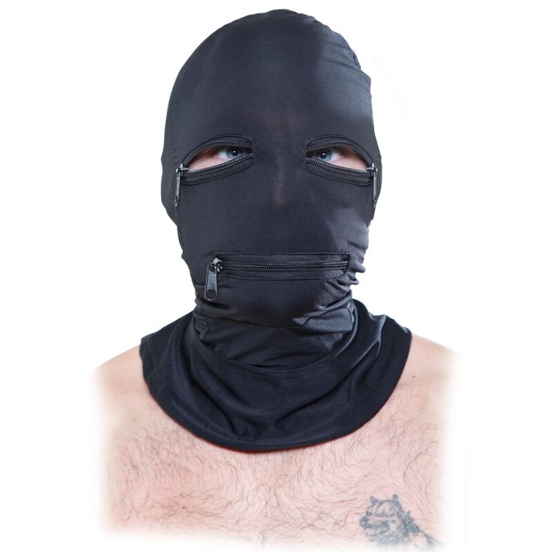 Fetish Fantasy Series Hood With Zippers Black