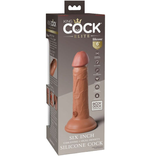 King Cock Elite Realistic Dildo Vibrating & Silicone 15.2 Cm Caramel