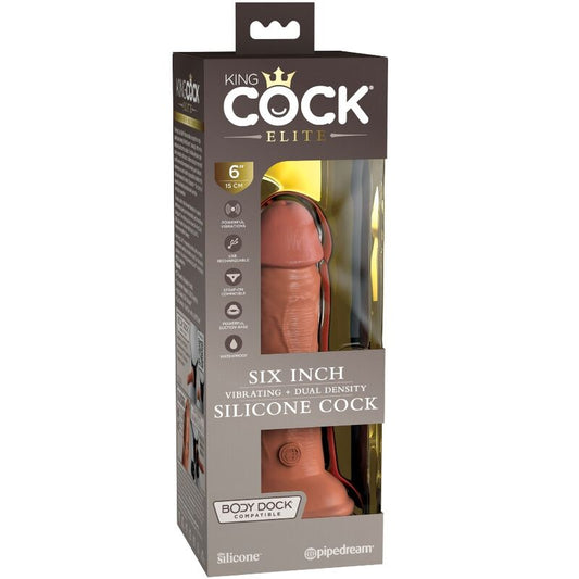 King Cock Elite Realistic Dildo Vibrating & Silicone 15.2 Cm Caramel