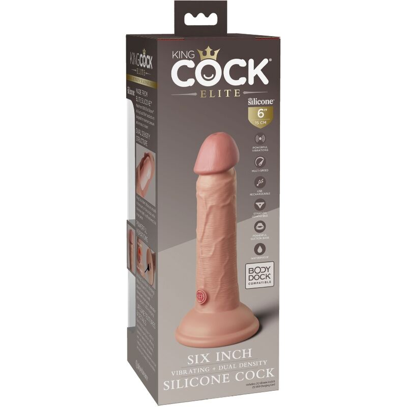 King Cock Elite Realistic Dildo Vibrating & Silicone 15.2 Cm