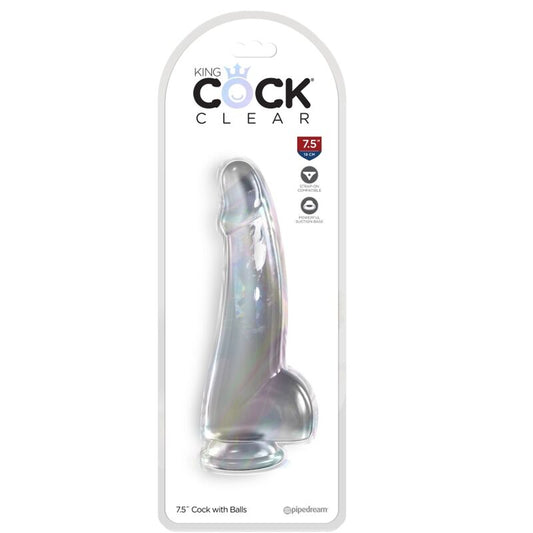 King Cock Clear Dildo With Testicles 15.2 Cm Transparent