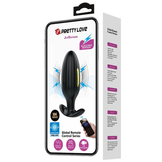 Pretty Love Bottom Pretty Love - Jefferson App Controlled Anal Plug Black