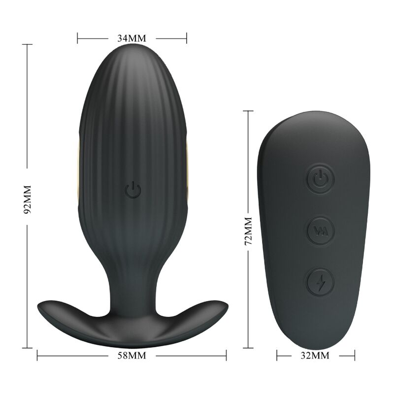 Pretty Love Bottom Pretty Love - Kelly Plug Anal Rechargeable Vibrator Black