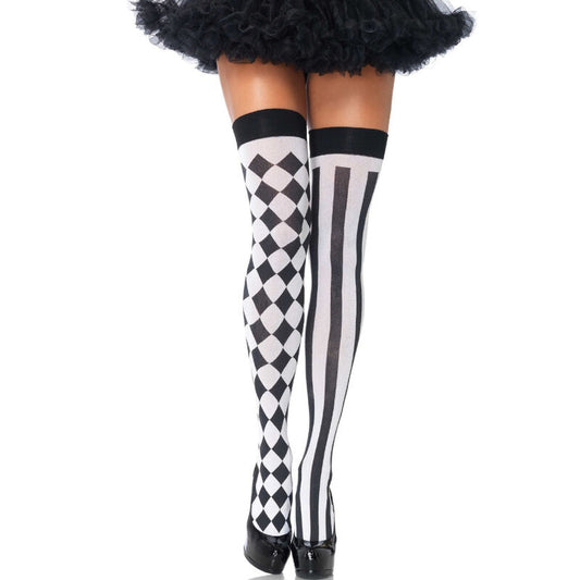 Leg Avenue Hosiery Leg Avenue - Black/White Arlequin High Socks