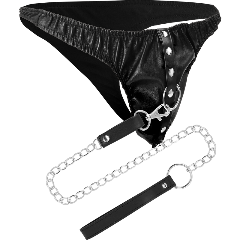 Darkness Bondage Darkness - Submission Thong With Metal Chain