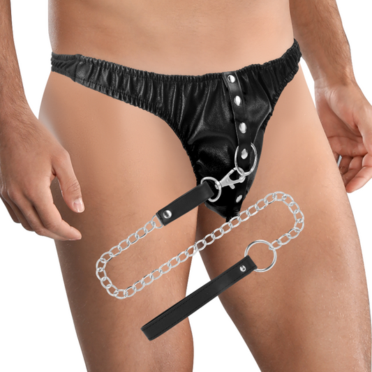 Darkness Bondage Darkness - Submission Thong With Metal Chain