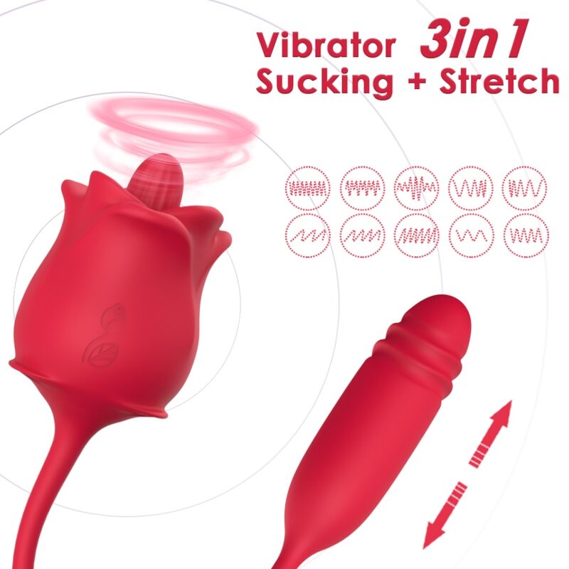 Armony Stimulators Armony - Rose 3 In 1, Stimulator, Suction And Up&Down With Red Tail