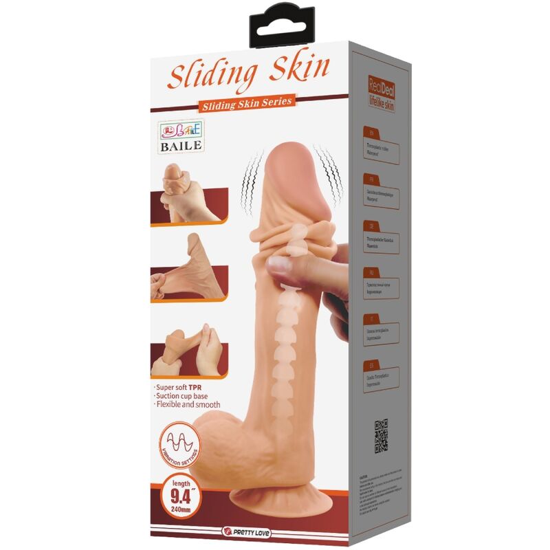 Pretty Love High Grade Pretty Love - Sliding Skin Series Realistic Dildo With Sliding Skin Suction Cup Remote Control Flesh 24 Cm
