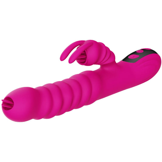 Armony Vibrators Armony - Rabbit Double Tongue Multifunction Vibrator Fuchsia Heat Effect