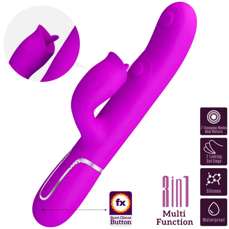Pretty Love Flirtation Pretty Love - Rabbit Vibrator With Licking Fuchsia