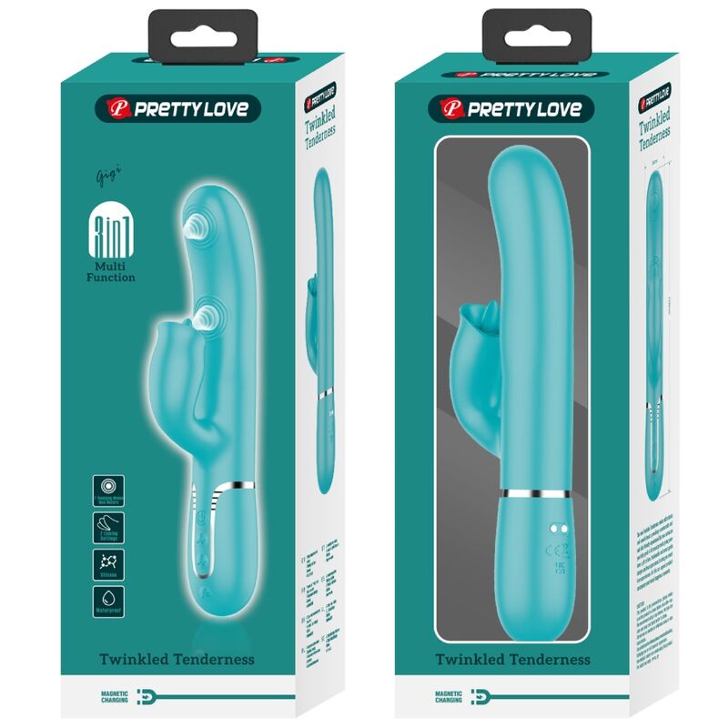 Pretty Love Flirtation Pretty Love - Rabbit Vibrator With Licking Aqua Green