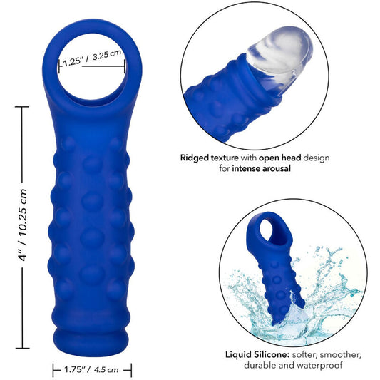 Calexotics Admiral Beaded Penis Cover Liquid Silicone Blue