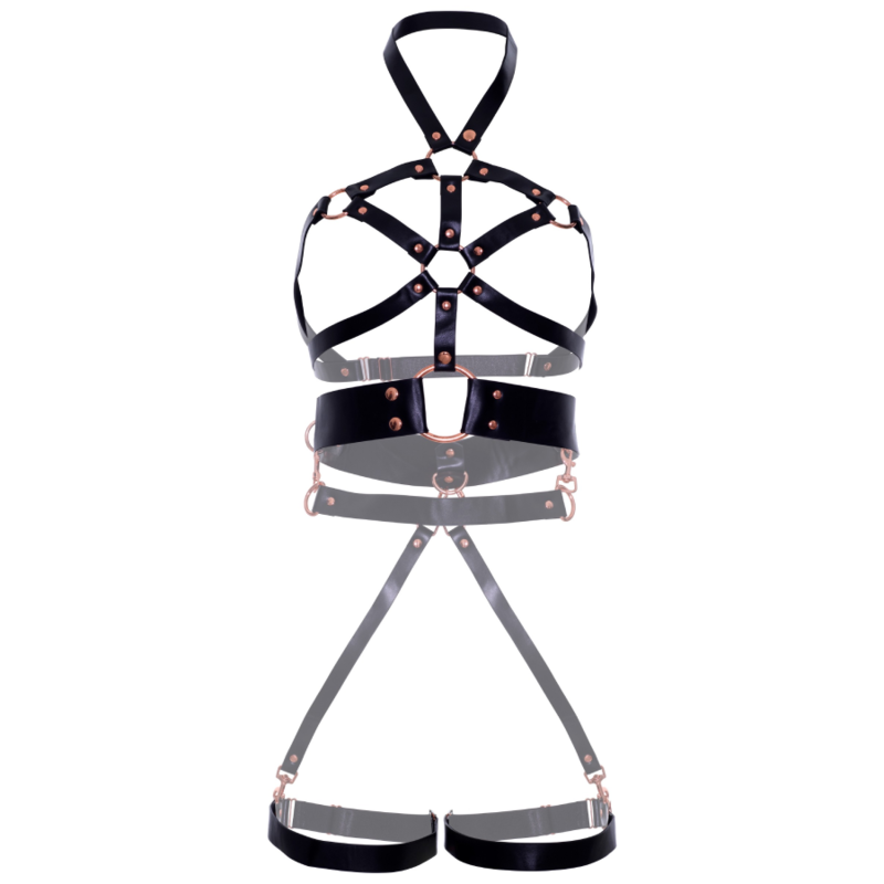 Leg Avenue Kink Leg Avenue - Arnes Body Cuero Vegano Agarre Negro S