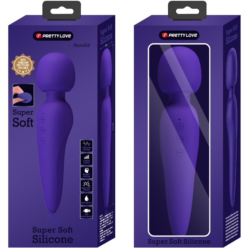 Pretty Love Meredith Super Soft Silicone Massage Wand Purple