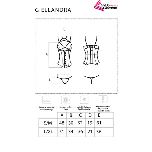 Livco Corsetti Sets Livco Corsetti Fashion - Giellandra For The Senses Collection Corset + Panty Negro