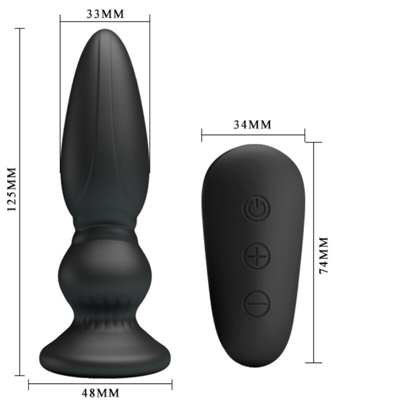Mr Play Powerful Vibrator Remote Control Anal Plug Black