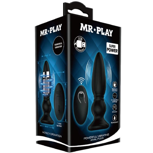 Mr Play Powerful Vibrator Remote Control Anal Plug Black