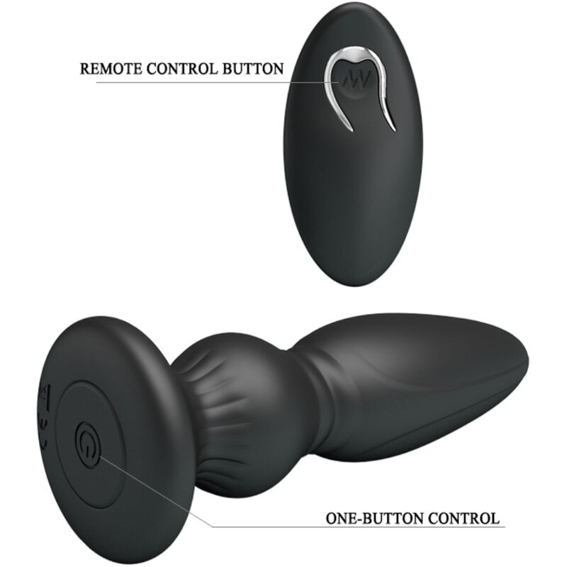 Mr Play Powerful Vibrator Remote Control Anal Plug Black