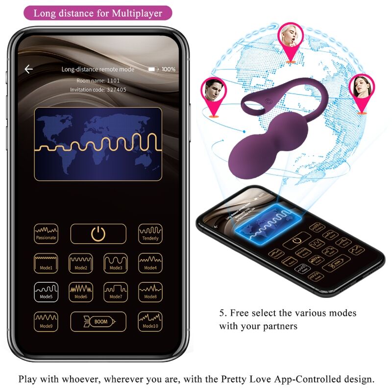 Pretty Love Elvira Kegel Balls App Remote Control Purple