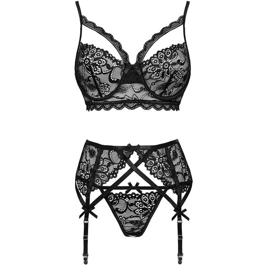 Livco Corsetti Sets Livco Corsetti Fashion - Moridam Lc 90552 Sujetador + Liguero + Panty Negro