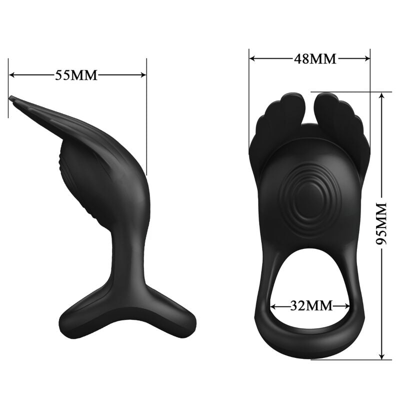 Pretty Love Male Pretty Love - Silas Vibrant Penis Ring 7 Vibrations Black Silicone