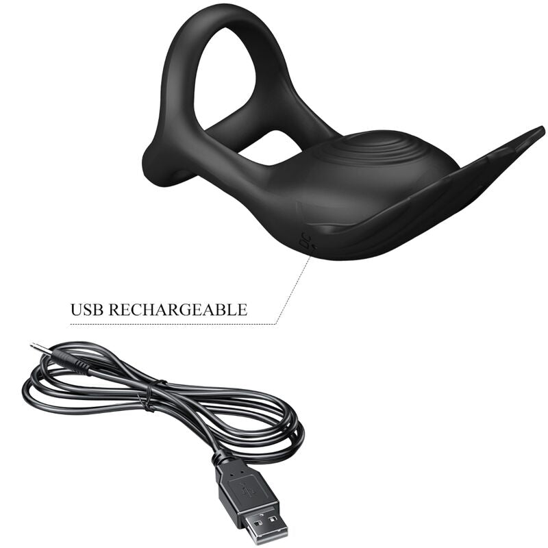 Pretty Love Male Pretty Love - Silas Vibrant Penis Ring 7 Vibrations Black Silicone