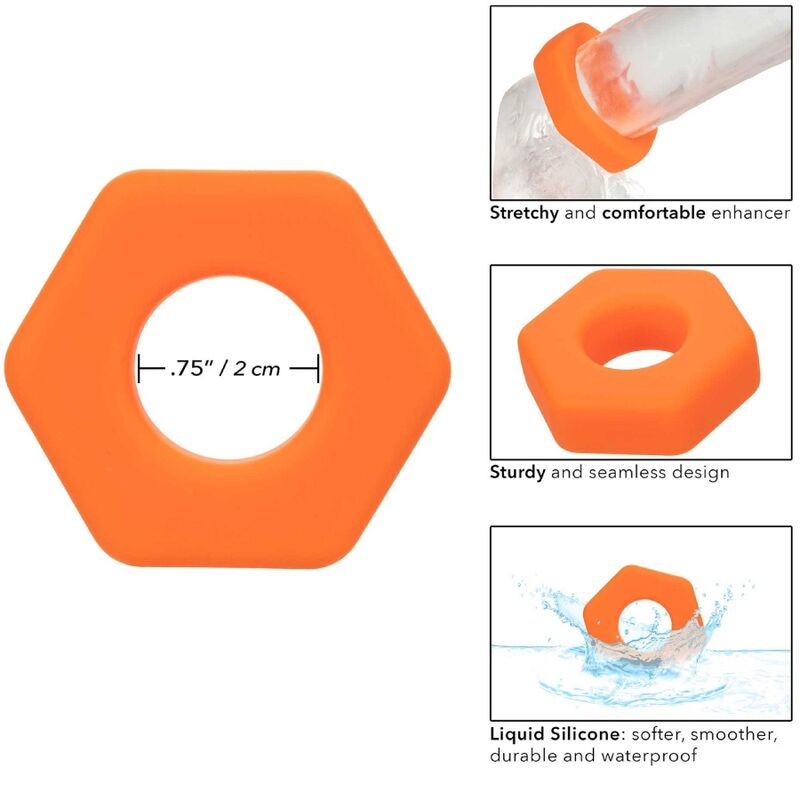 Calexotics Alpha Prolong Sexagon Ring Orange